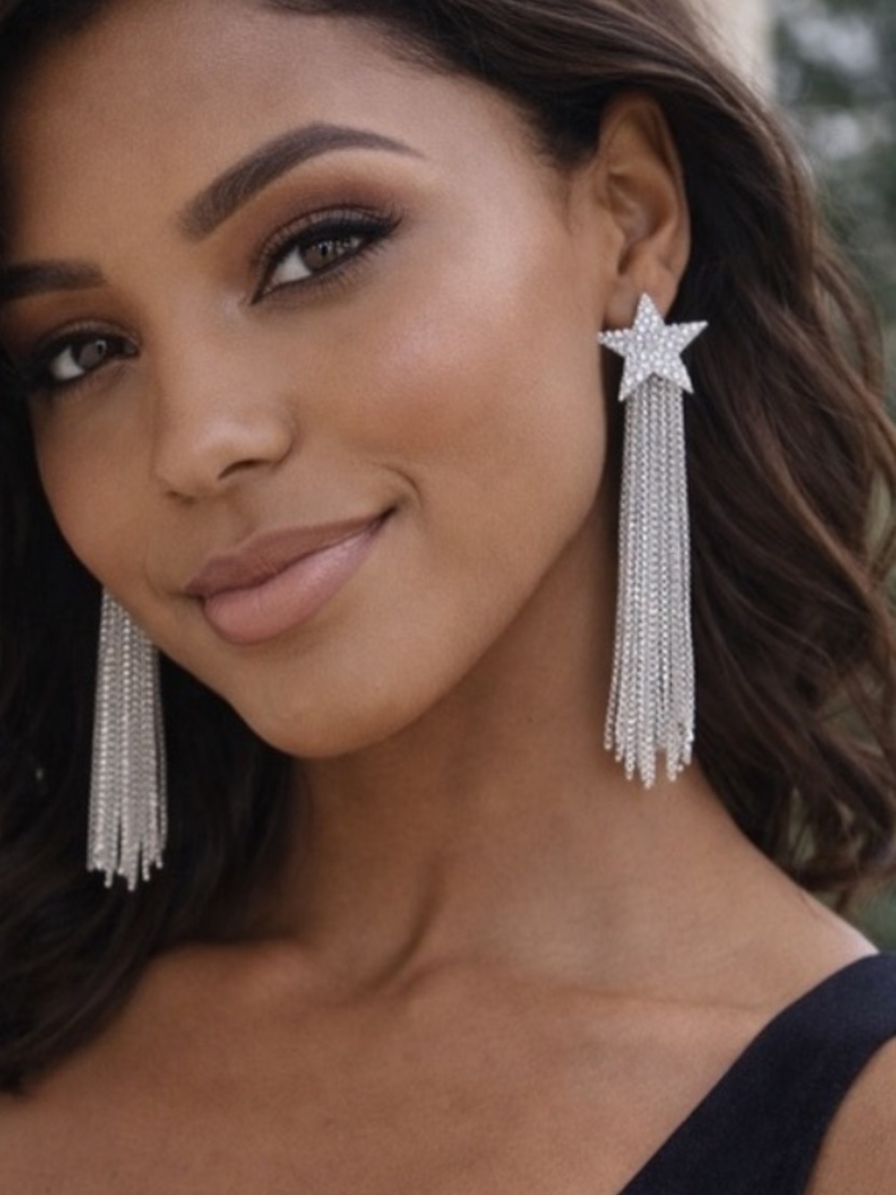 Silver Star Dangle Earrings